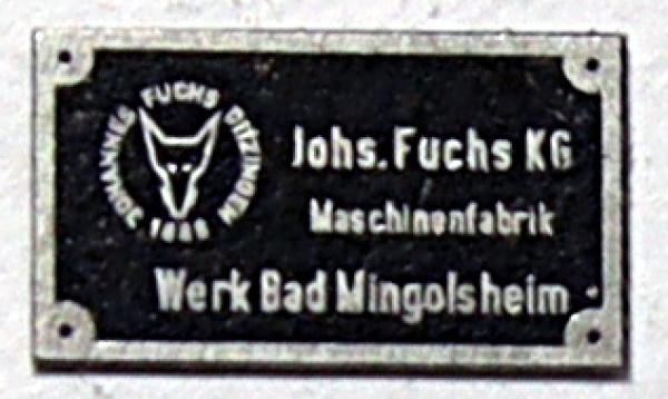 Fabrikschild Fuchsbagger Nr. 342